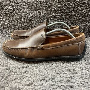 ECCO Mens Casual Dress Shoes Moc Brown Leather Slip On Driver Loafers Size EU 46